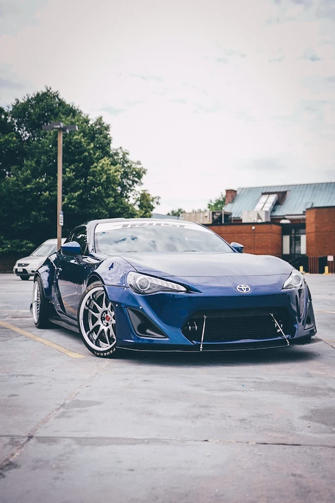 Customer's blue widebody Toyota 86 in the ToyoStar lot